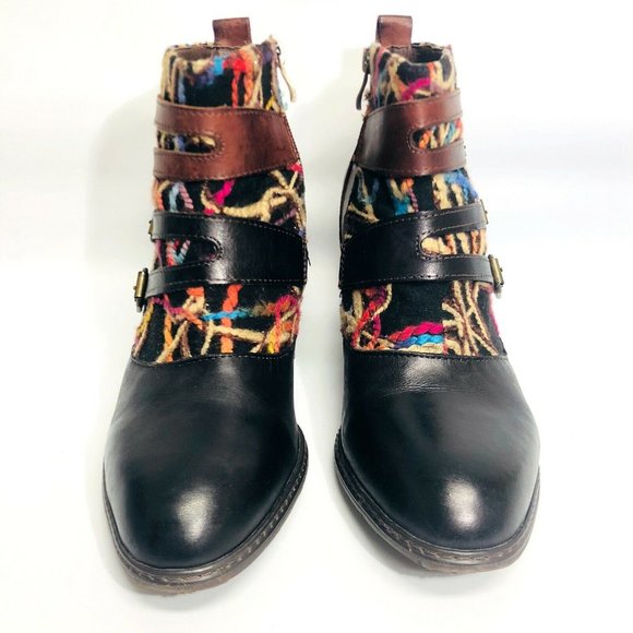 L' Artiste Leather Ankle Boots Black Brown Spring - Picture 8 of 10